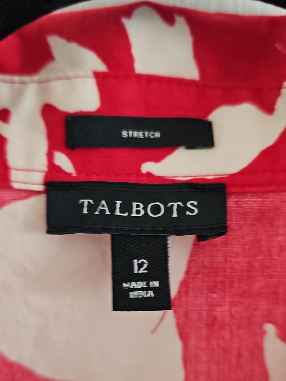 Talbots Red and White Floral Wrap-Style Blouse - Picture 4 of 6
